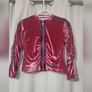 Escada Pink Velvet Sweater with Crown Detail